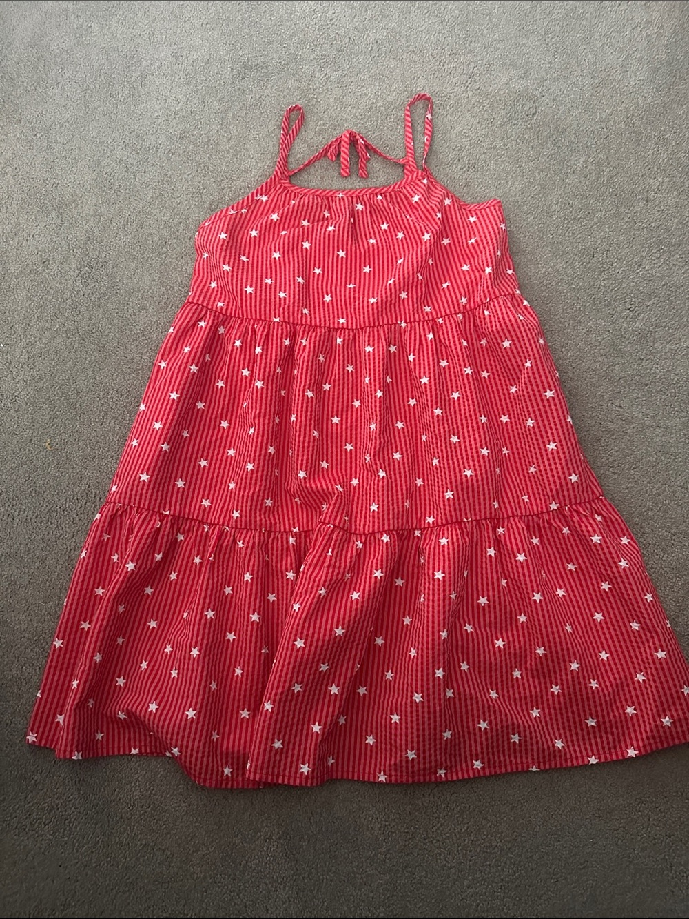 Girls' Red Star-Print Tiered Sundress